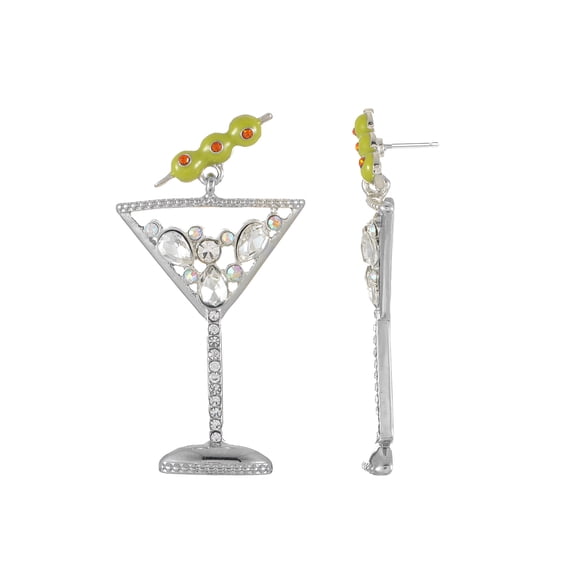 Packed Party Women's Teeny Martini Dangling Stud Earrings, 1 Pair