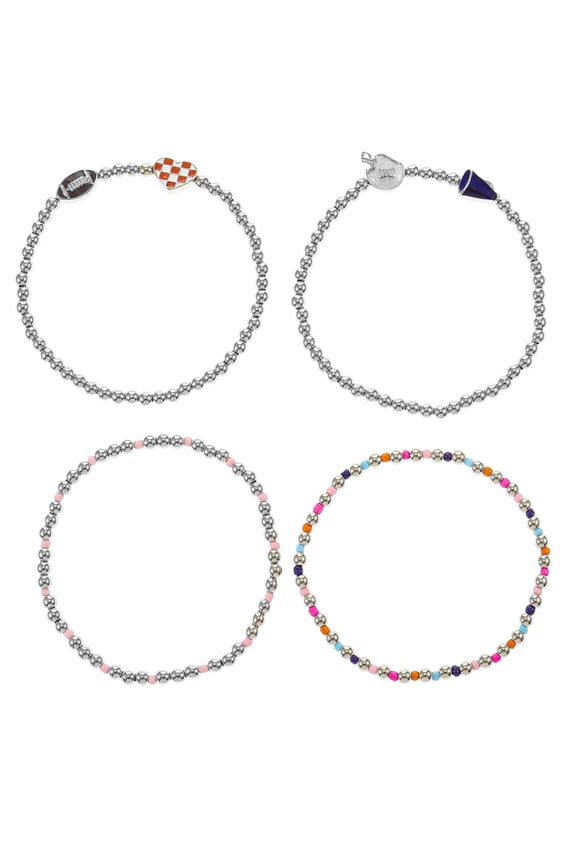 Women's Touchdown Beaded Bracelet Set, 4 Pieces