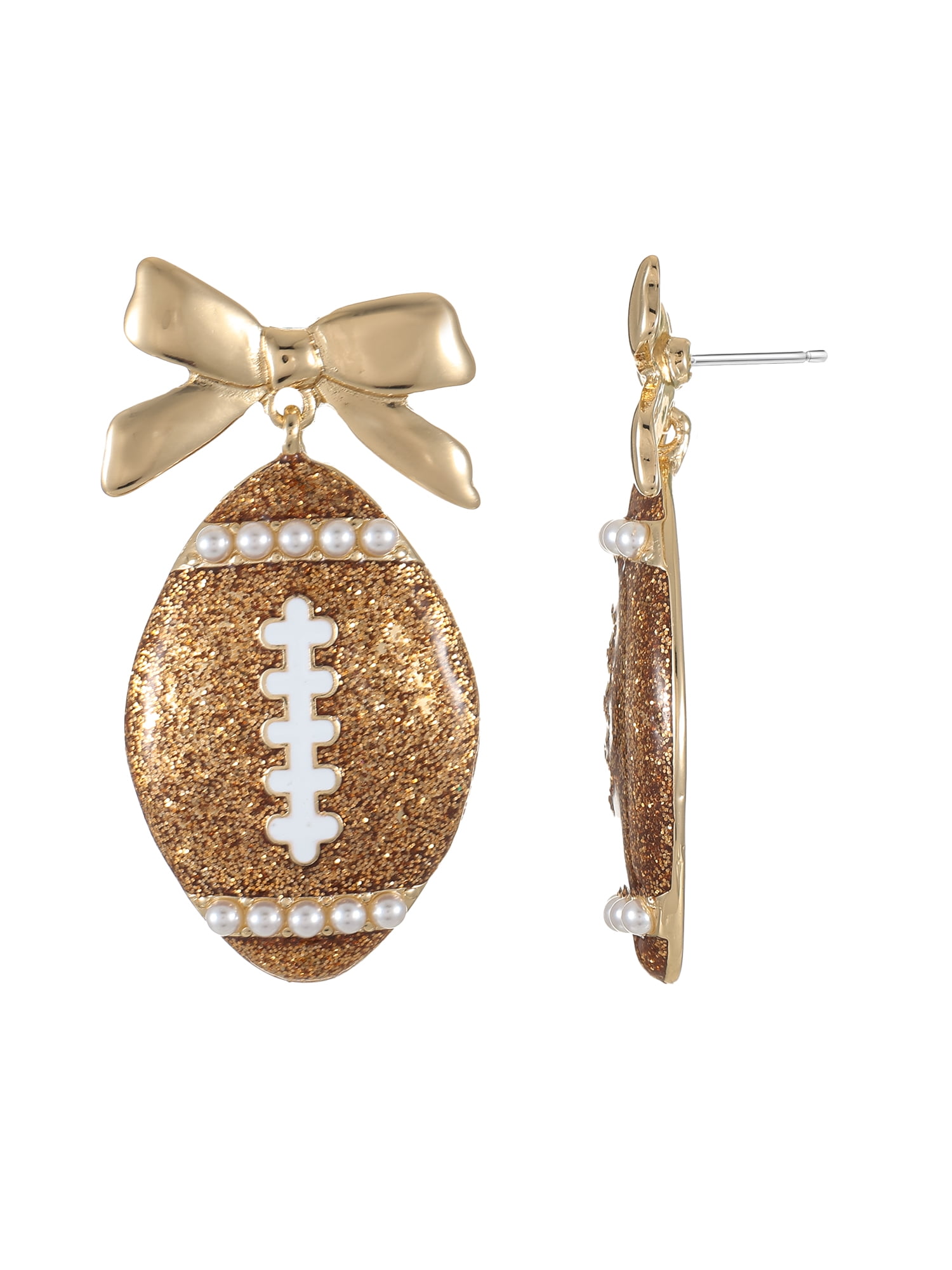 Packed Party Women's Touchdown Sparkle Football Dangle Earrings, 1 Pair