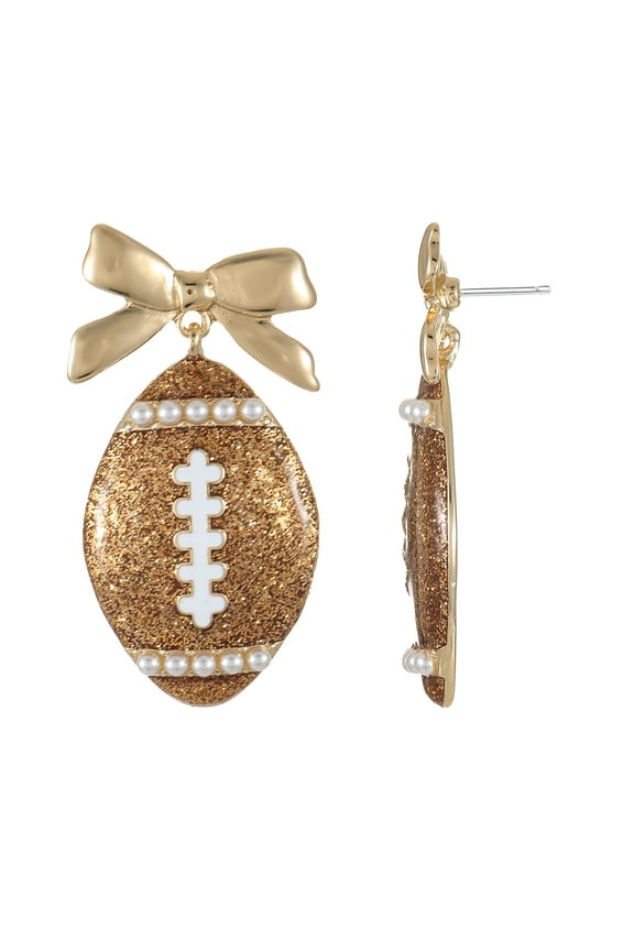 Women's Touchdown Sparkle Football Dangle Earrings, 1 Pair
