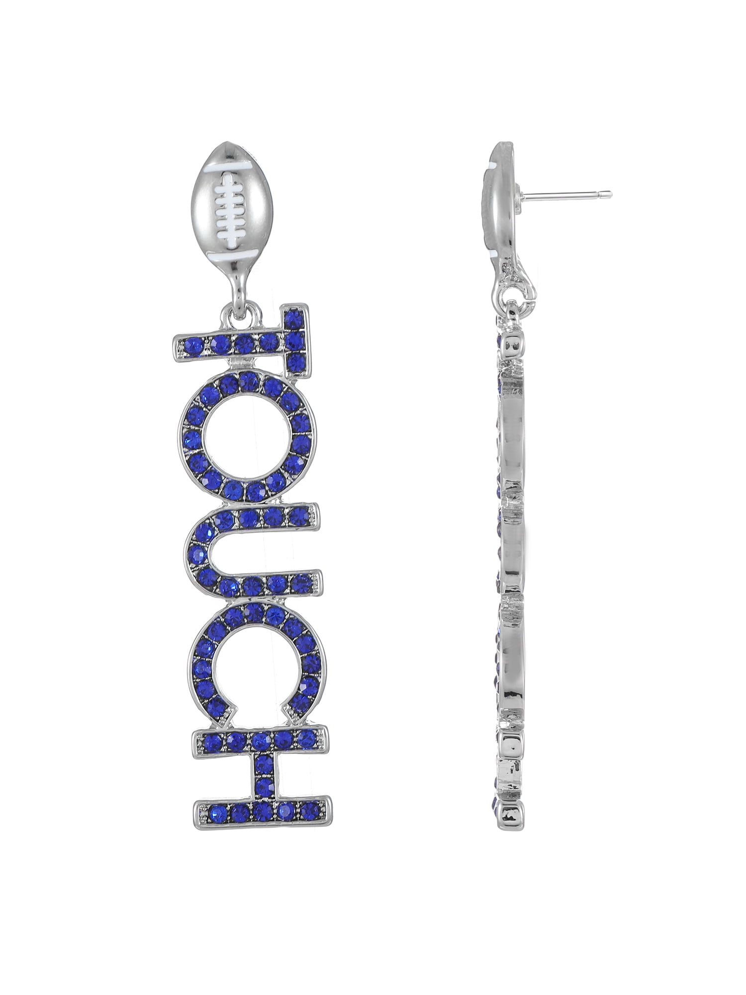 Packed Party Women's Touchdown and Score Silver Hoop Earrings, 1 Pair