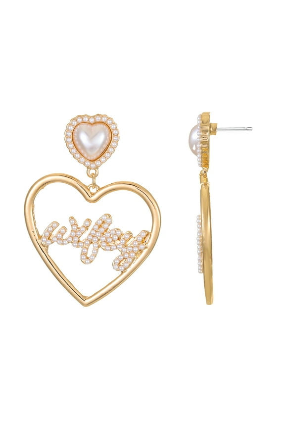 Women's Wifey Heart Hoop Earrings, 1 Pair