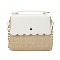 thumbnail image 1 of Packed Party Women's Woven Straw Crossbody Bag with Faux Leather Scallop and Chain Strap, White, 1 of 8