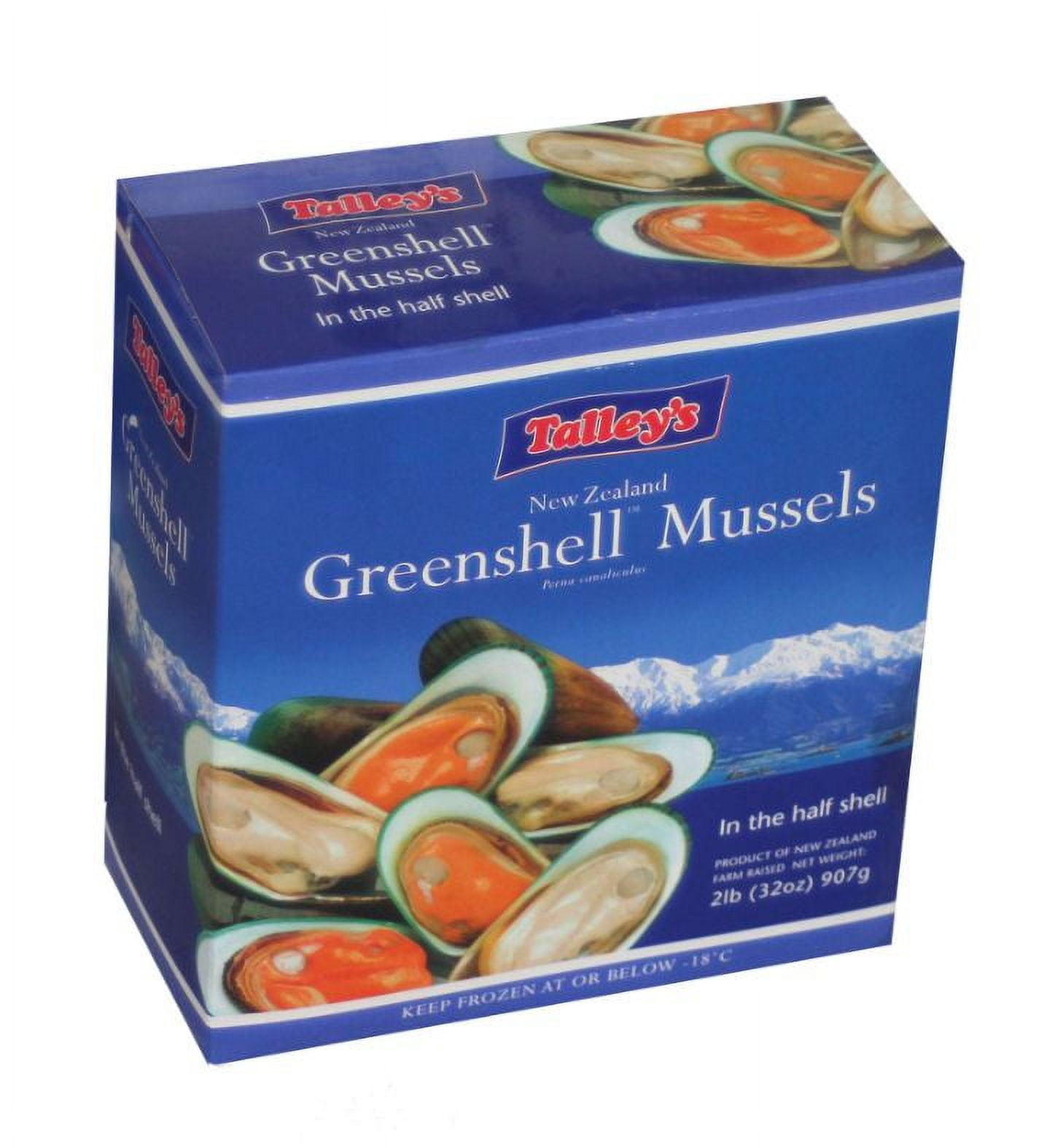 Packers New Zealand 1/2 Shell Mussels, 2 Pound 12 per case.