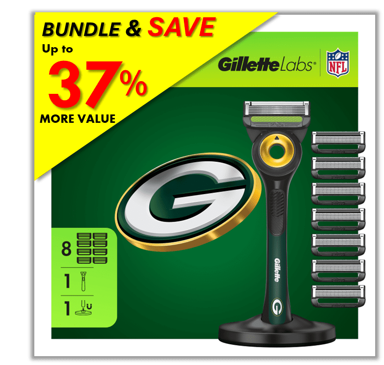 Exclusive Gillette Labs Official Packers Gameday Razor Bundle