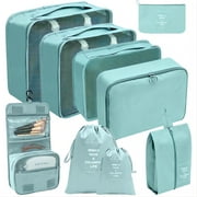 Packing Cubes 9 Set, Travel Packing Organizers for Suitcase Set Luggage Organizers for Suitcase Lightweight Travel Essential Bag with Large Toiletries Bag for Clothes Shoes, Blue