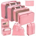 thumbnail image 1 of Packing Cubes 9 Set, Travel Packing Organizers with Large Toiletries Bag for Clothes Shoes, Pink, 1 of 7