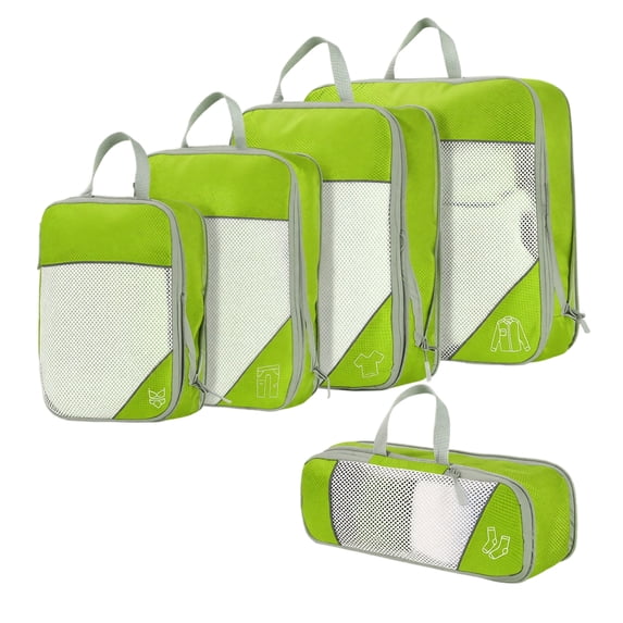 Packing Cubes Compression Green 5 Piece Set Travel Luggage Organizer Bags for Carry on Suitcase Storage