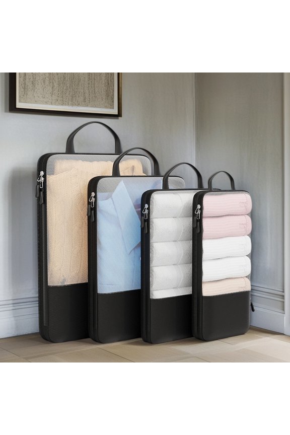 Packing Cubes Compression Set, Nylon Travel Organizers, Luggage Space Saver, Mesh Panel Visibility, Reinforced Stitching, Wrinkle-free Clothes Storage, Topliu