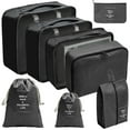 thumbnail image 1 of Packing Cubes For Travel 8Pcs Travel Cubes Set Foldable Suitcase Organizer Lightweight Luggage Storage Bag Storage Case,Black,Polyester Fibre, 1 of 7