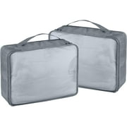 Packing Cubes Set, 2 Pcs Packing Organizers Set for Suitcases, Large Capacity Travel Luggage Organizers Set includes 4 Large Size Storage Bags, Convenient Organizer Bags for Travel (Grey)