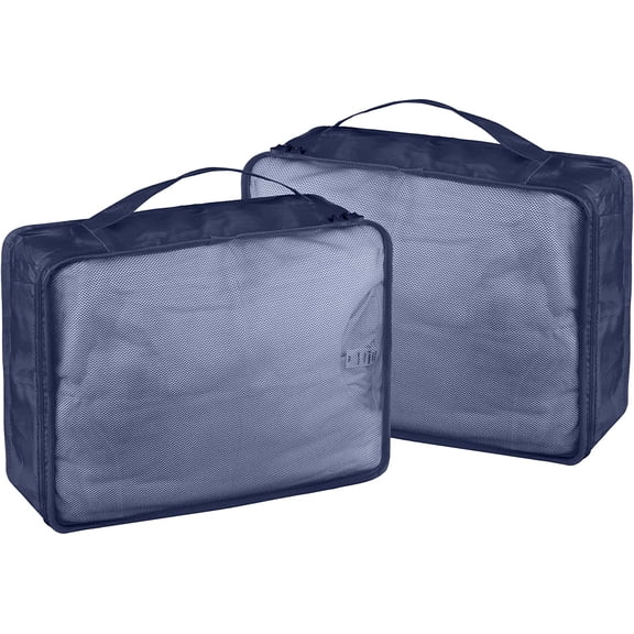 Packing Cubes Set, 2 Pcs Packing Organizers Set for Suitcases, Large Capacity Travel Luggage Organizers Set includes 6 Large Size Storage Bags, Convenient Organizer Bags for Travel (Navy Blue)