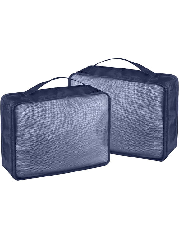 Packing Cubes Set, 2 Pcs Packing Organizers Set for Suitcases, Large Capacity Travel Luggage Organizers Set includes 6 Large Size Storage Bags, Convenient Organizer Bags for Travel (Navy Blue)