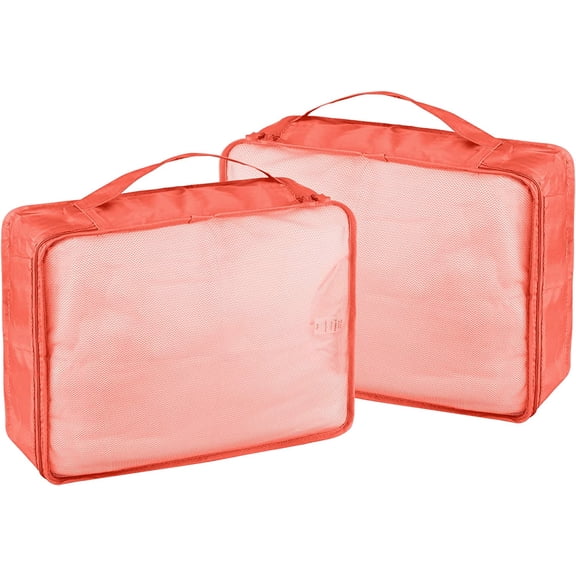 Packing Cubes Set, 2 Pcs Packing Organizers Set for Suitcases, Large Capacity Travel Luggage Organizers Set includes 9 Large Size Storage Bags, Convenient Organizer Bags for Travel (Watermelon Red)