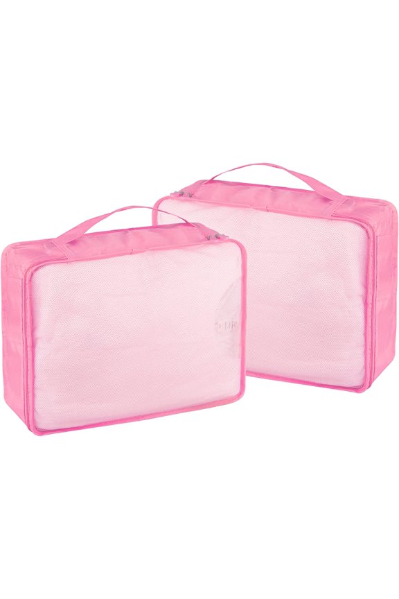 Packing Cubes Set, 2 Pcs Packing Organizers Set for Suitcases, Large Capacity Travel Luggage Organizers Set includes 7 Large Size Storage Bags, Convenient Organizer Bags for Travel (Pink)
