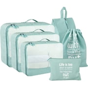 Packing Cubes Set, 6 Pcs Travel Packing Organizers for Suitcases, Large Capacity Travel Luggage Organizers Set includes 7 Storage Bags, Convenient Organizer Bags for Travel Lovers Green