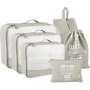 Packing Cubes Set, 6 Pcs Travel Packing Organizers for Suitcases, Large Capacity Travel Luggage Organizers Set includes 8 Storage Bags, Convenient Organizer Bags for Travel Lovers Khaki