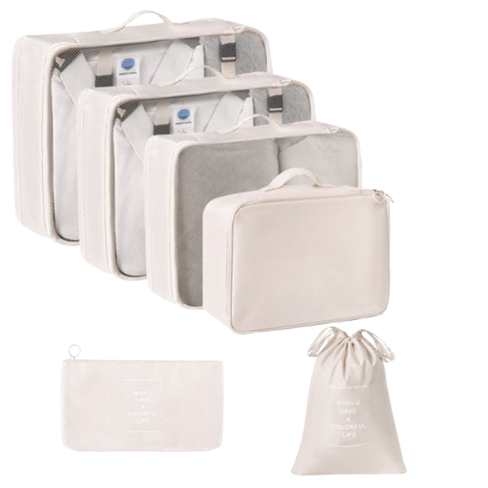 Packing Cubes Set for Suitcases Travel Luggage Packing Organizers, 6 Pcs Travel Essentials Accessories Luggage Organizer (Beige)
