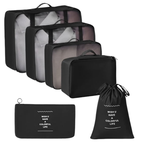 Packing Cubes Set for Suitcases Travel Luggage Packing Organizers, 6 Pcs Travel Essentials Accessories Luggage Organizer (Black)