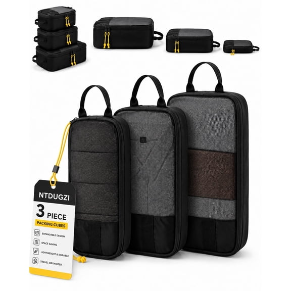 Packing Cubes Set with Compression Mesh Travel Organizers for Suitcase, 3 or 6 Pack