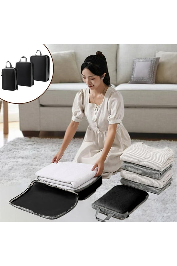 Packing Cubes for Travel, 3 Sizes Luggage Organizers, Double Capacity Design, Compressing, Lightweight, Rainproof, Suitable for Clothes, Shoes, Family Trips
