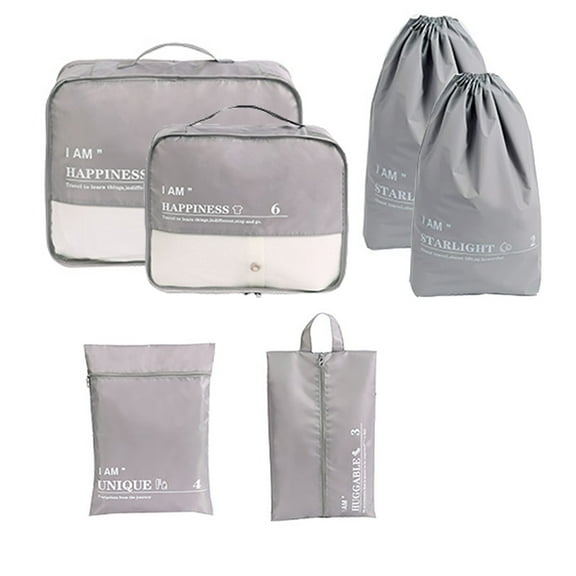 Packing Cubes for Luggage 6 Pcs Travel Organize Cubes Lightweight Suitcase Storage Bag Set Gray