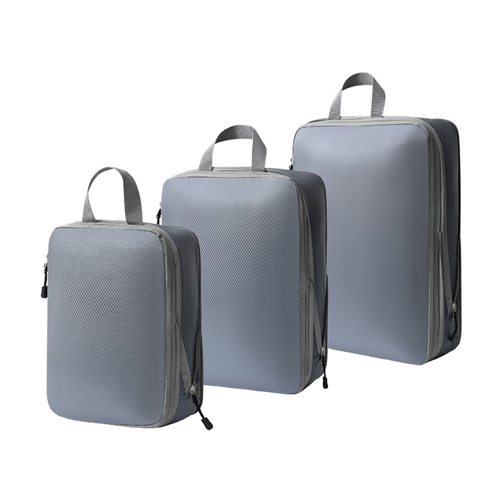 Packing Cubes for Suitcases - 3-Piece Set of Double Capacity Travel Organizer Bags in Black, White, Pink, and Gray