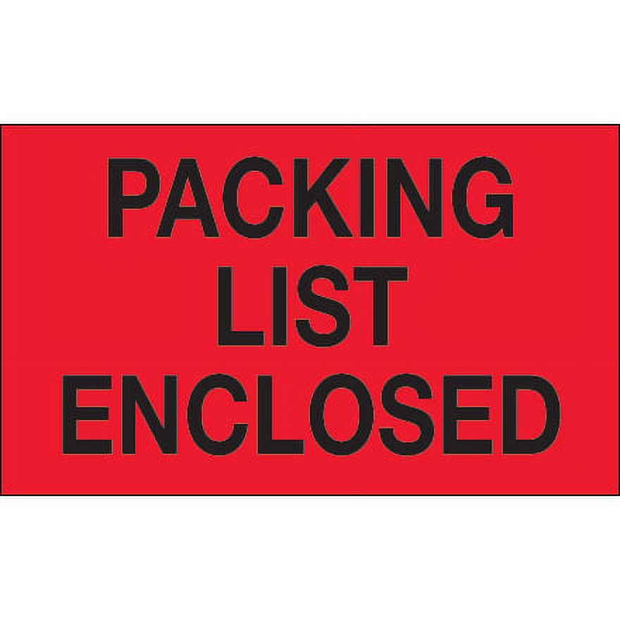 Packing List Enclosed 3 x 5" Labels, Red 500 Pcs Indicates Enclosed