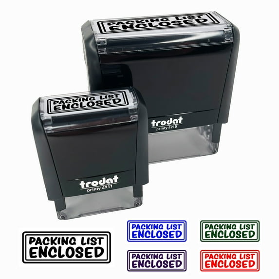 Packing List Enclosed Double Border Self-Inking Rubber Stamp Ink Stamper for Business Office - Fuchsia Ink - Small 1-1/2 Inch