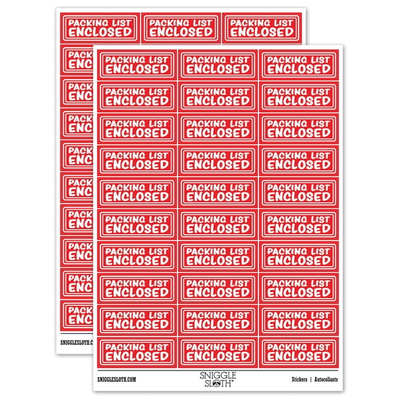 Packing List Enclosed Double Border Sticker Set - Red - Gloss Finish - 1.75" Medium
