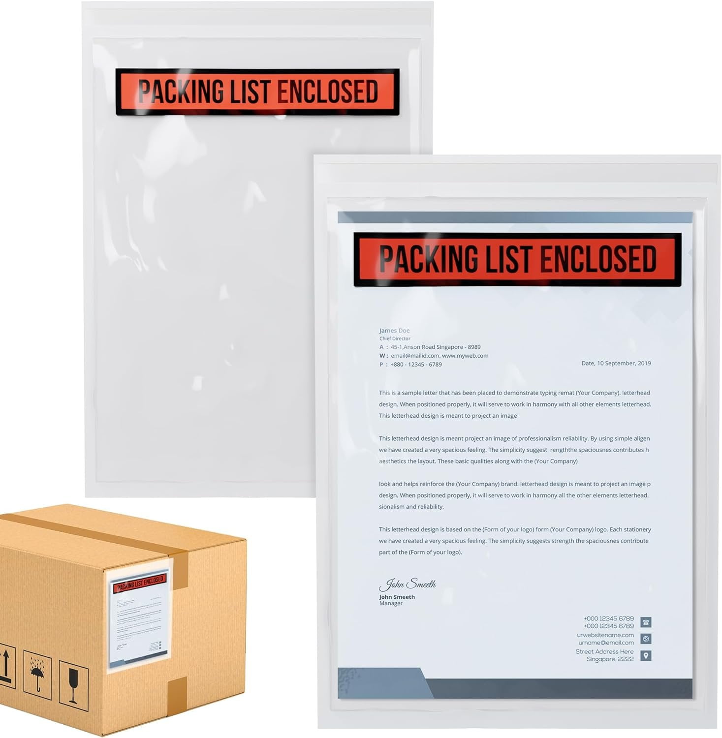Packing List Enclosed Envelopes 5.5 x 10 Inch. 100 Pack Clear 2 Mil