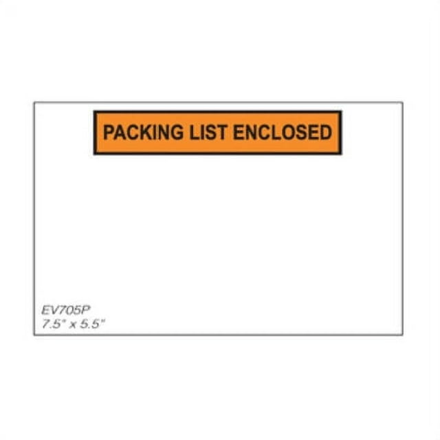 Packing List Enclosed Top Loading 7 1/2'' x 5 1/2'' Case of 1000