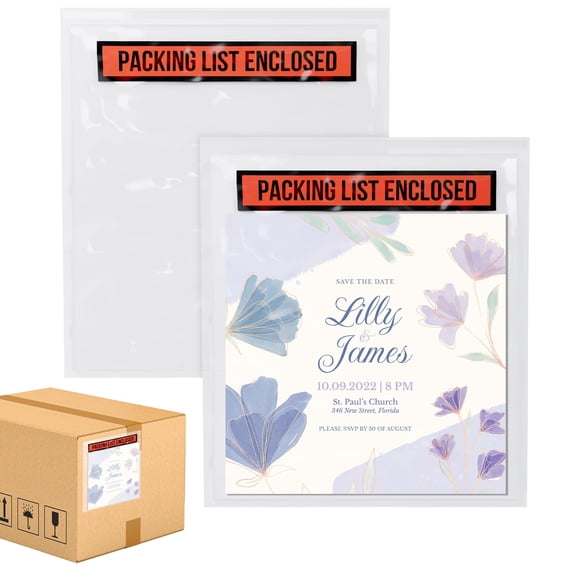 Packing List Envelopes, Clear Self Adhesive Pouches, 1000 Count, 4.5 x 5.5 in