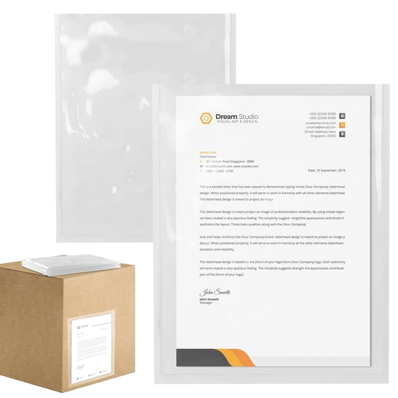 Clear Packing List Envelopes, Full-Face Adhesive Label Pouches, 100 Count, 9.5 x 12 in