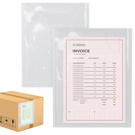 Packing List Envelopes, 9.5 x 12 Inch. 500 Pack 2 Mil Polyethylene Clear Self Adhesive Shipping Label Sleeves. Plastic Shipping Label Pouches for Invoice and Efficient Order Management