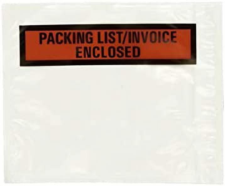 Packing List Envelopes; Clear Self Adhesive Pouch, 41/2 x 51/2
