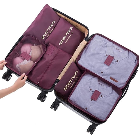 Packing Organizers Packing Cubes for Suicase 7 Set Travel Luggage Organizer Bags for Suitcases ( Red)