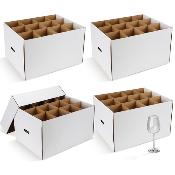 Packing & Shipping Boxes 4 Pack White 20 X 15 X 12 Inches For Dish Glassware Kitchen Moving