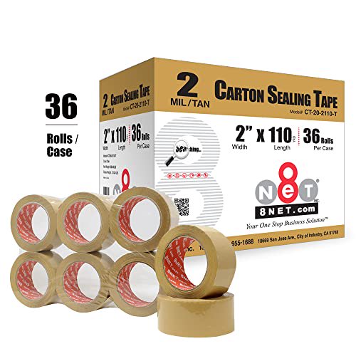 Packing Tape, 2" x 110 yds (330 ft), Industrial Shipping Moving Carton