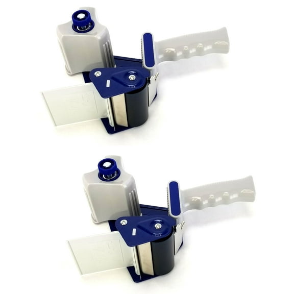 Packing Tape Dispenser Gun (2 Pack), 3 Inch Side Loading, Blue and Gray