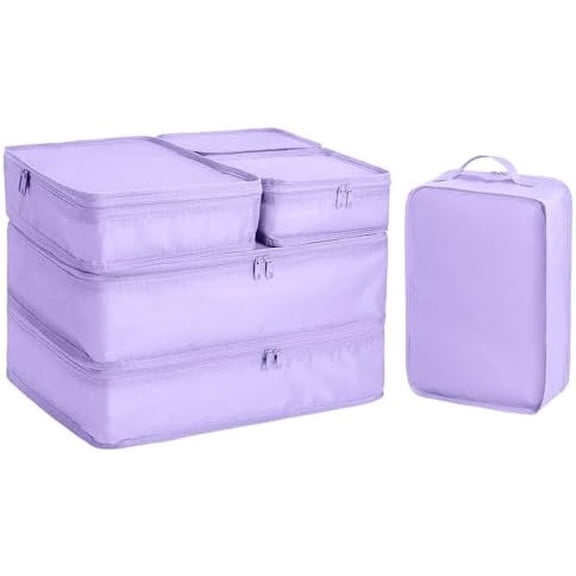 Packing cubes for Travel Luggage Organizer Bags 6 Set Packing Cubes for Suitcases Travel Essentials for Carry on Mesh Suitcase Organizer with Shoe Bag (purple)