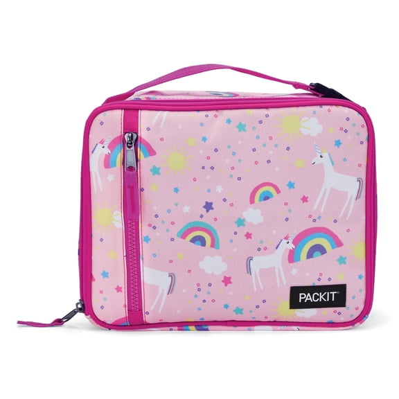 Packit Freezable Classic Lunch Box, Unicorn Sky Pink, Reusable Cooler