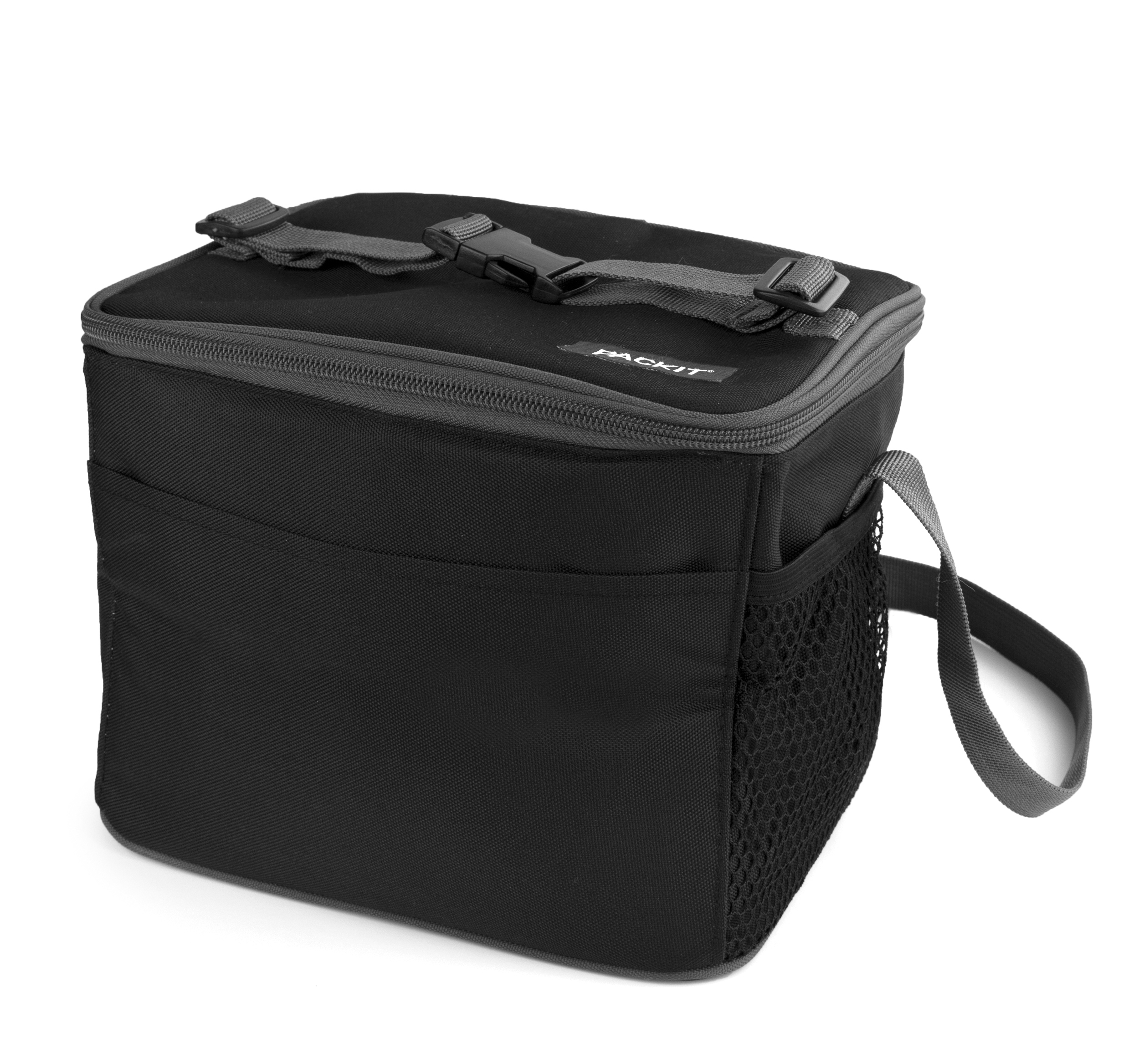 PackIt PKO-ES-BAK Frigorifero Essenziale Congelabile: Pranzo Bag Con Gel Incorporato, Nero. Mantiene Fresco Fino A Ore, Senza BPA.