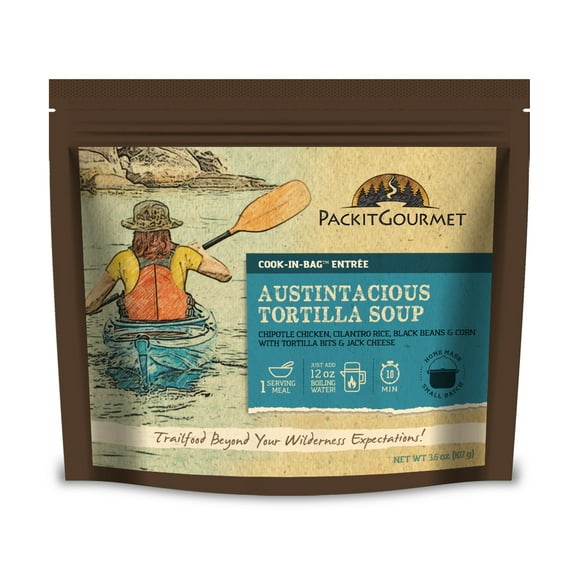 Packit Gourmet Austintacious Tortilla Soup| Premium Freeze Dried Backpacking & Camping Food | Large Portions | High Protein | Real Meat | Just Add Water Meals |All-Natural Ingredients | Made in USA