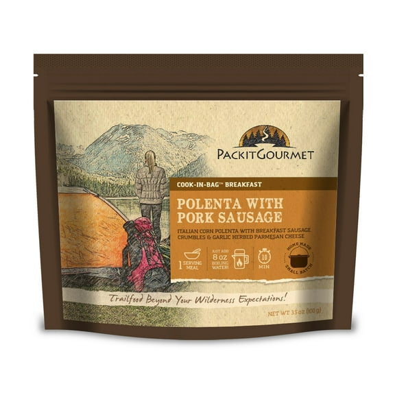 Packit Gourmet Polenta with Pork Sausage| Premium Freeze Dried Backpacking & Camping Food | Large Portions | High Protein | Real Meat | Just Add Water Meals | All-Natural Ingredients | Made in USA