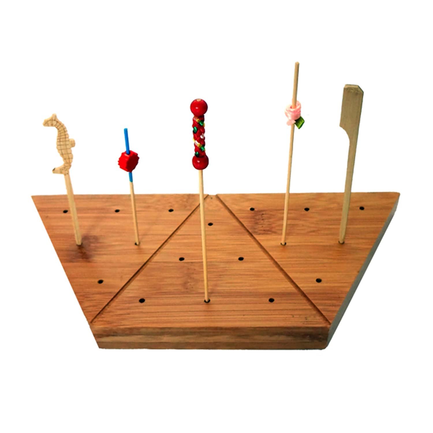 PacknWood 210SAMBRO18 9 x 3.5 In. Triangular 18 Holes Bamboo Pick Holder 18 Holes- Pack Of 5