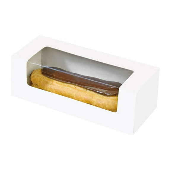 PacknWood Cardboard Window Box 5.9" x 2" x 2" for Eclair, Macaron & Hotdog - 50 Pieces