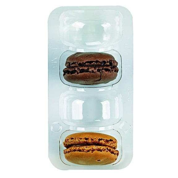 PacknWood Clear Plastic Macaron Insert with Clip Closure, Holds 4 Macarons Case of 125 Sets