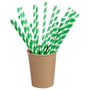 PacknWood Paper Straws 7.75 Inch 50, Green Stripe