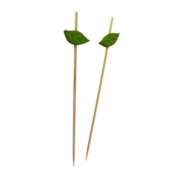 Packnwood 210BBLEAF12 4.7 in. Skewers with Wooden Leaf, Bamboo